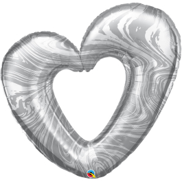 Μπαλόνι Foil "Open Marble Heart Silver" 107εκ. - Κωδικός: 23181 - Qualatex